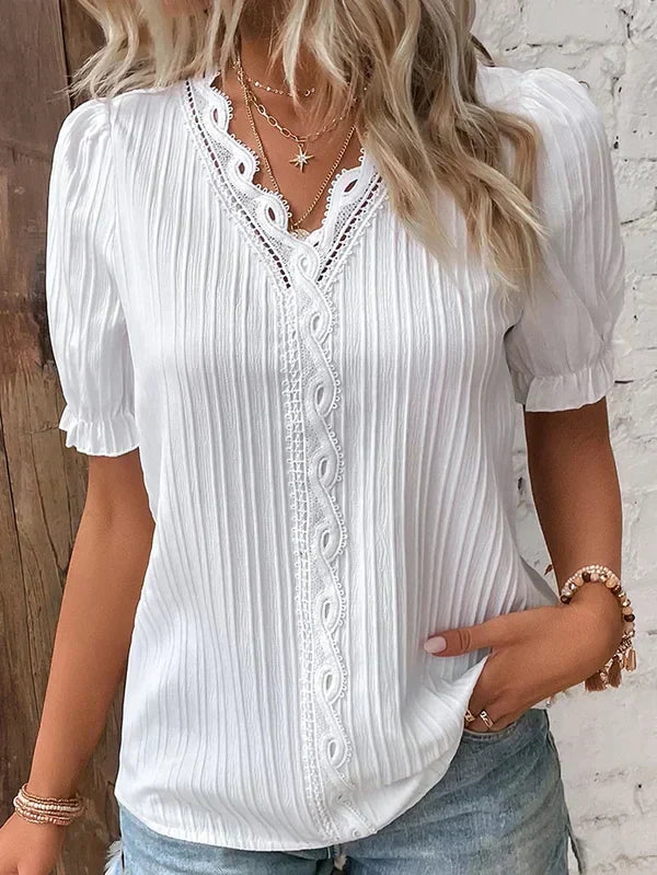 Levoire | Chemise élégante en dentelle avec décolleté en V Blanc