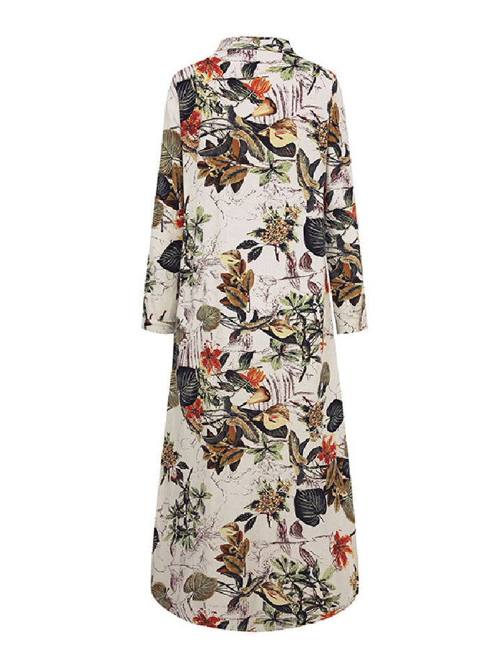 Levoire | Robe Maxi À Manches Longues Pour Femmes Casual Printemps Automne Robe Chemise