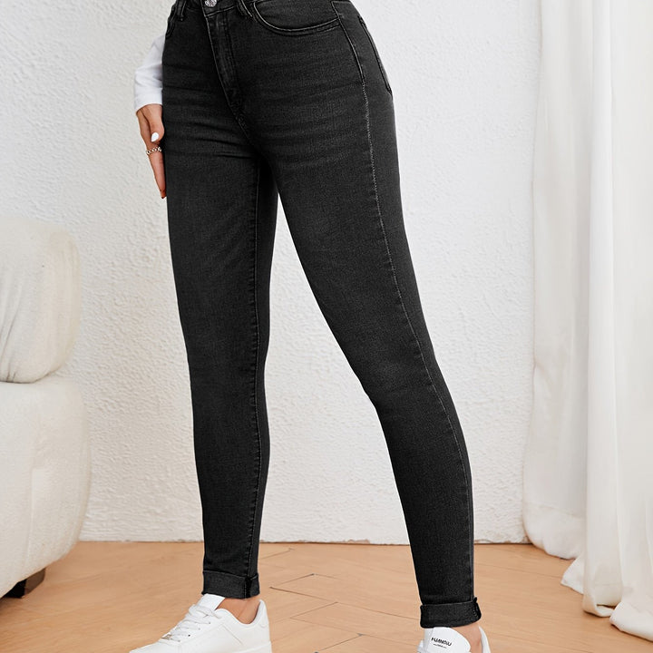 Levoire | Vert Olive Femme Jean Slim Fit Taille Haute Noir
