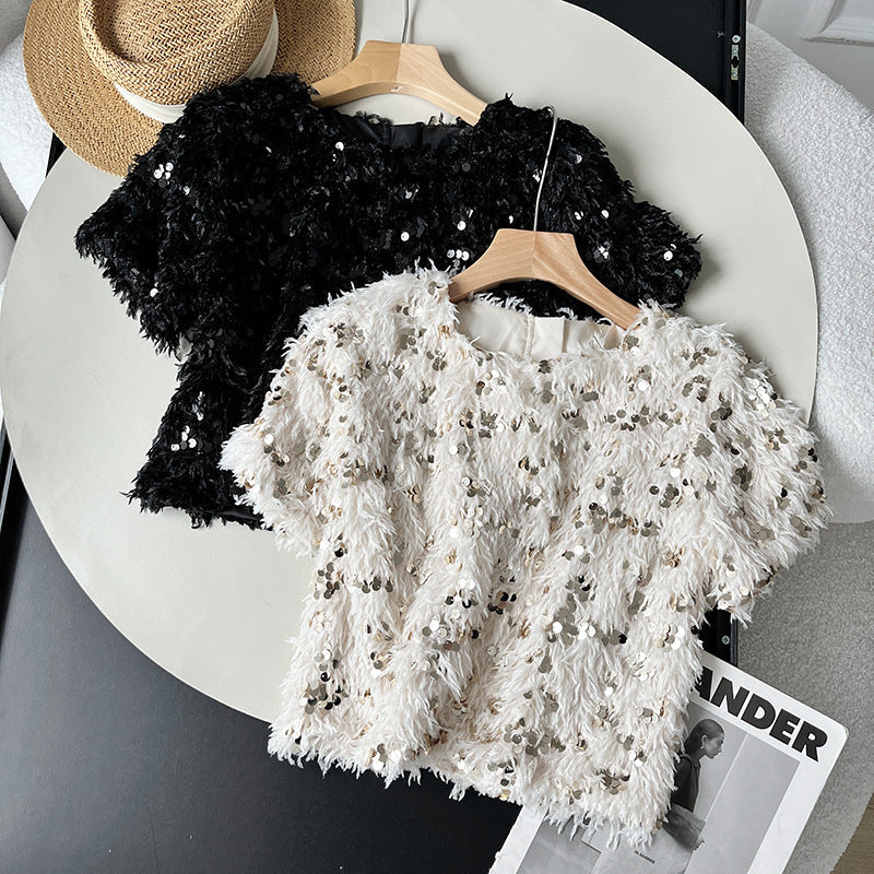 Levoire | T-Shirt Glamour Avec Plumes Et Paillettes