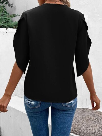 Levoire | Détail En Dentelle Blouse À Manches Demi-Longues En V