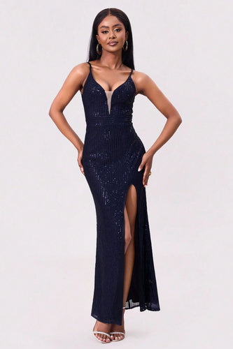 Levoire | Fente Paillettes Dos Maxi Camisole Robe