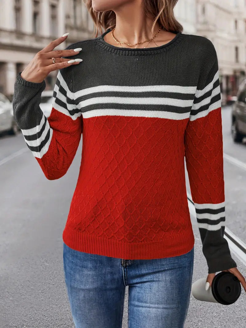 Levoire | Chemise à manches longues rayée col rond Rot
