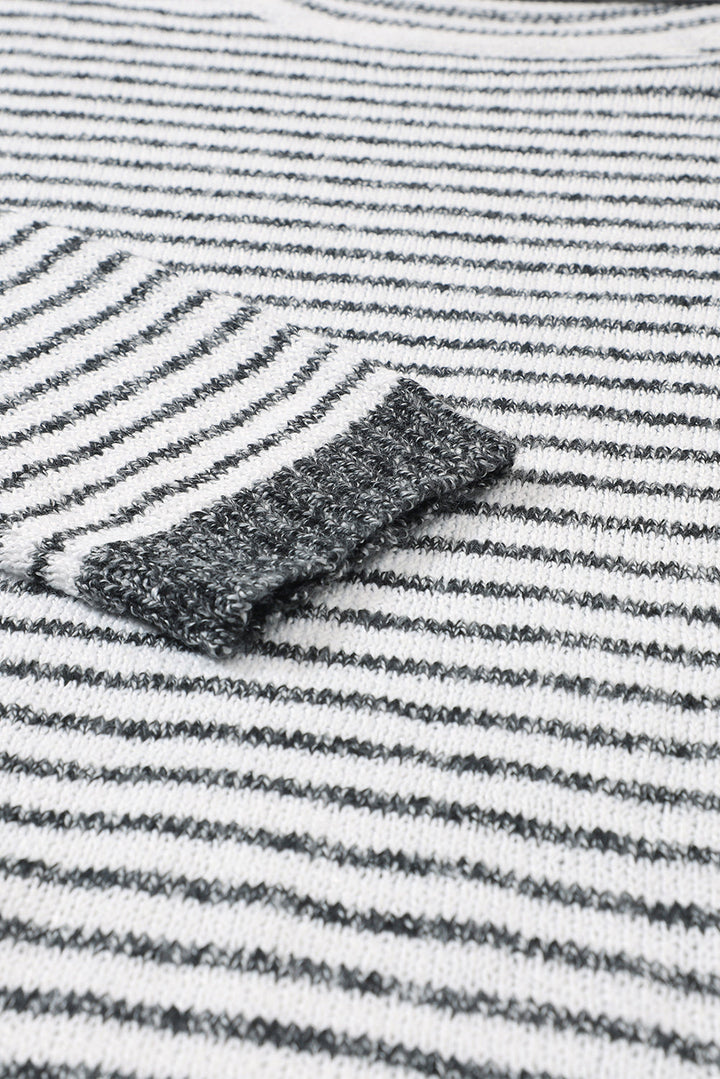 Levoire | Pull Ample Gris Raye, Parfait Pour Les Journees Decontractees