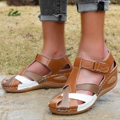 Levoire | Sandales Compensées En Cuir Pour Femmes Contrastées