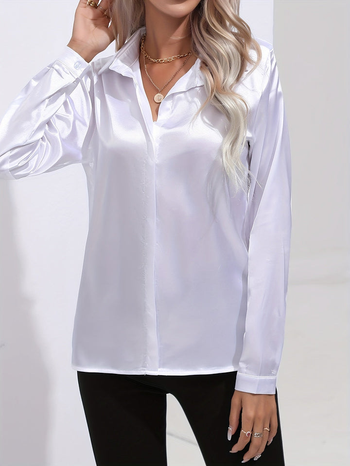 Levoire | Confiant De La Forme Chemise En Satin À Manches Longues Avec Boutons