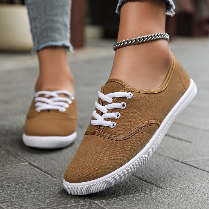 Levoire | Basses Chaussures En Toile Confortables Blanches Brun foncé