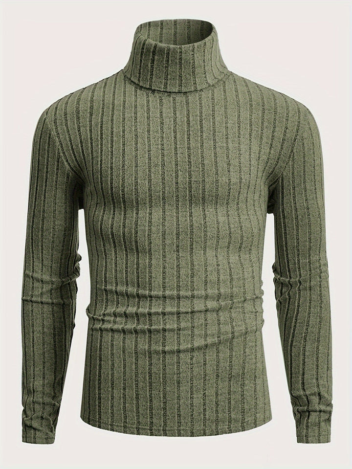 Levoire | Pull En Tricot Rayé Avec Col Pour Hommes Olive vert 1