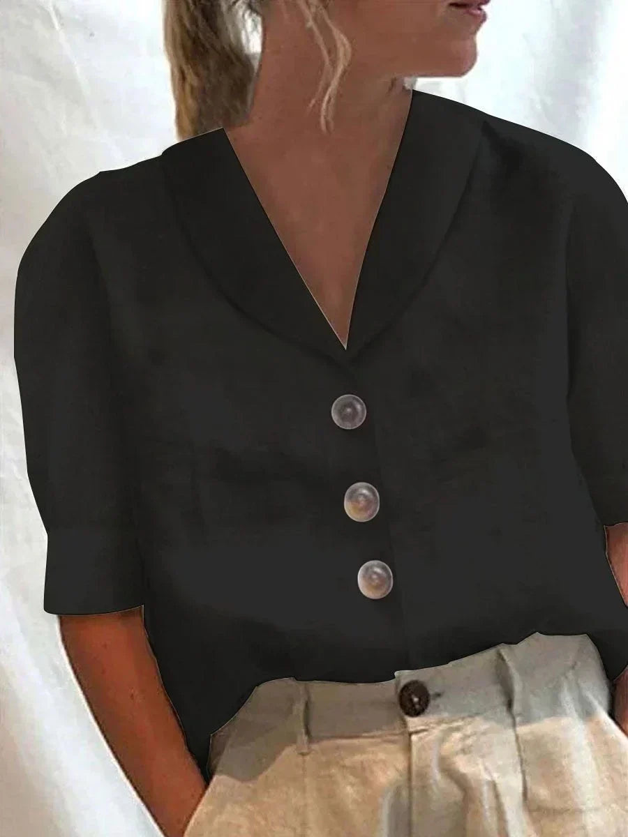 Levoire | Chemise Boutonnée Pour Femmes | Demi-manches Noir