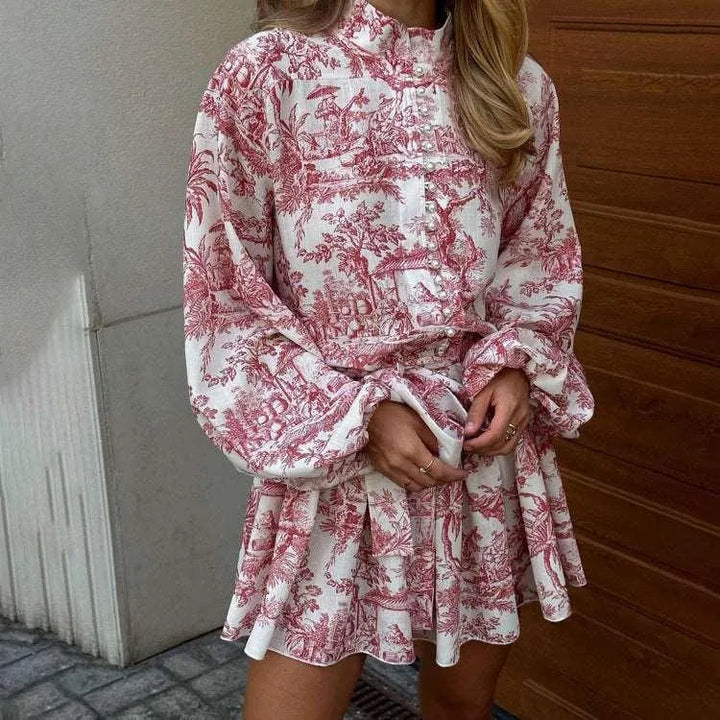 Levoire | Robe courte à manches bouffantes Rot