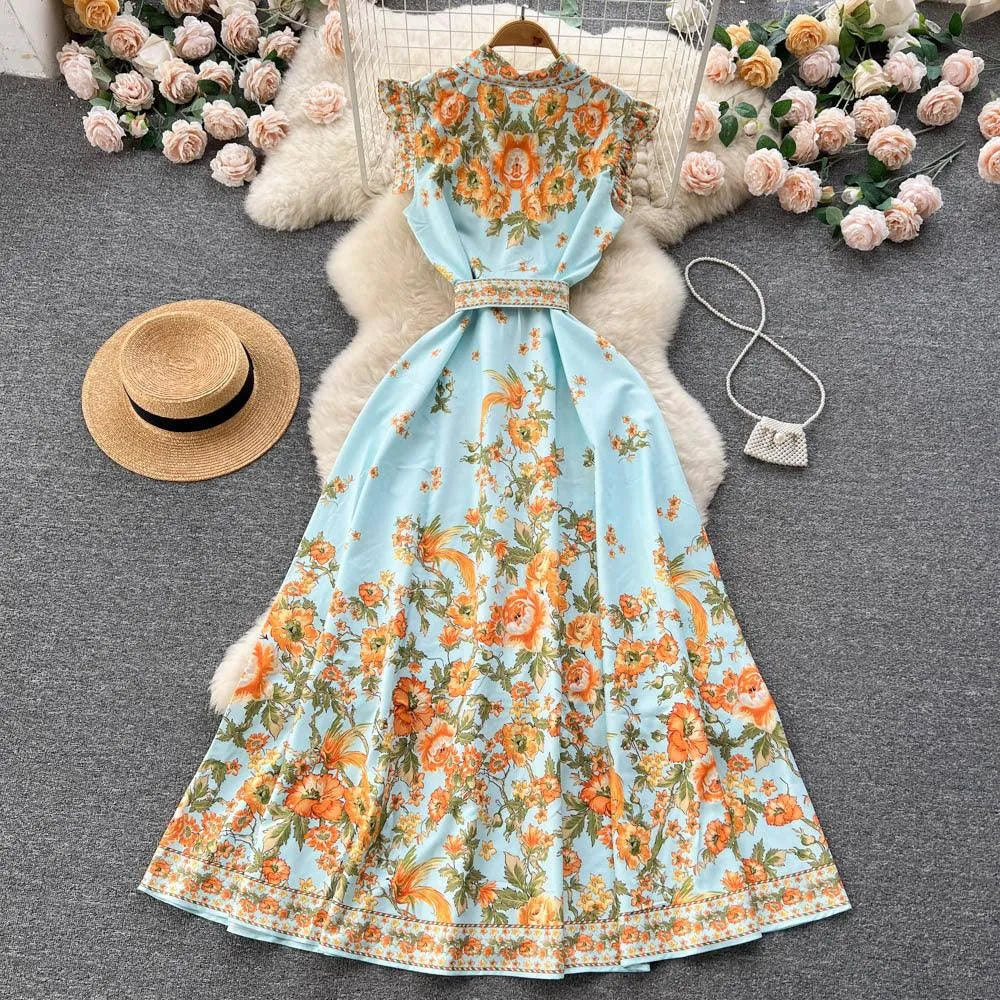 Levoire | Robe femme en ch chiffon imprimé à manches courtes
