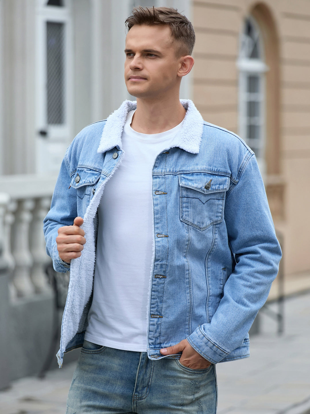 Levoire | Veste En Jean Décontractée Pour Homme Bleu clair