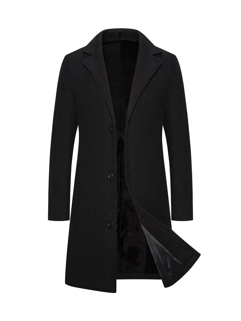 Levoire | Manteau de fouille à manches longues avec col retourné et boutons Noir