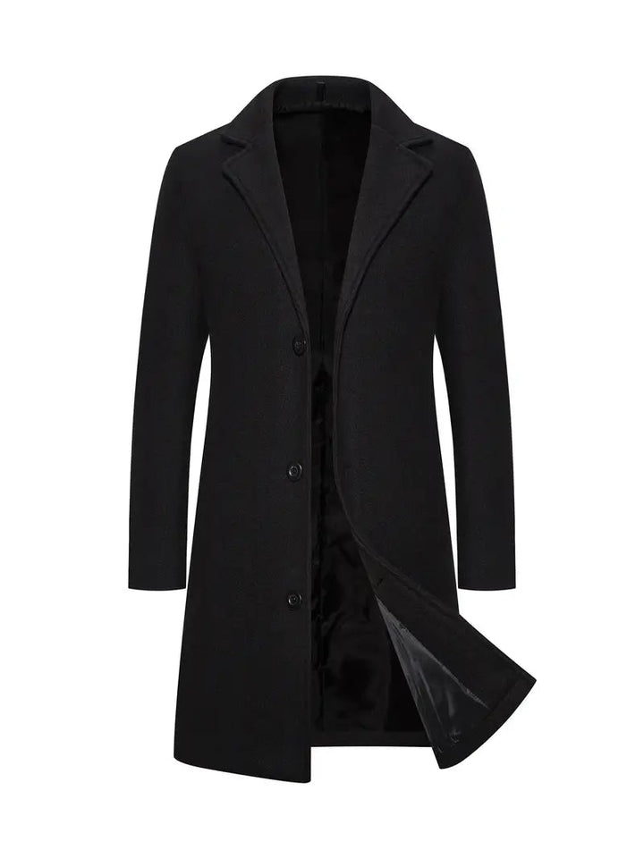 Levoire | Manteau de fouille à manches longues avec col retourné et boutons Noir