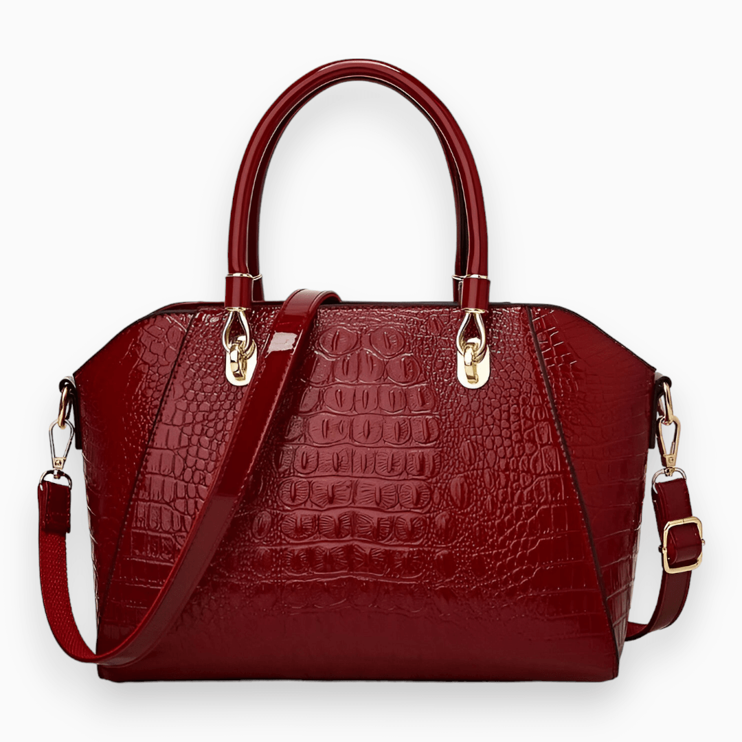 Levoire | Sac Porté Épaule En Cuir Laqué De Luxe Bourgogne