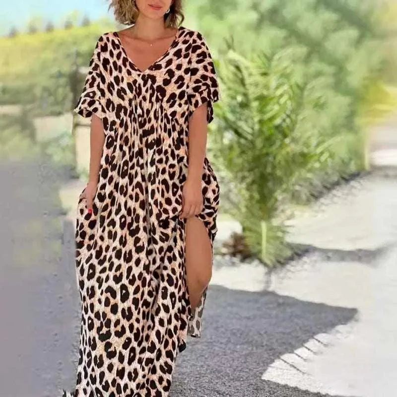 Levoire | Robe à manches courtes imprimée léopard