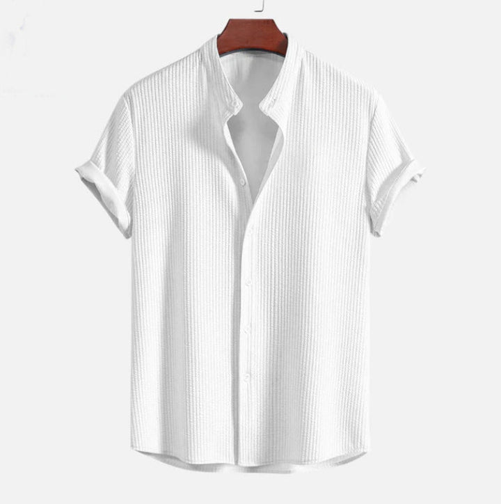 Levoire | Haut Col Montant T-Shirt À Côtes, Coupe Musclée Blanc