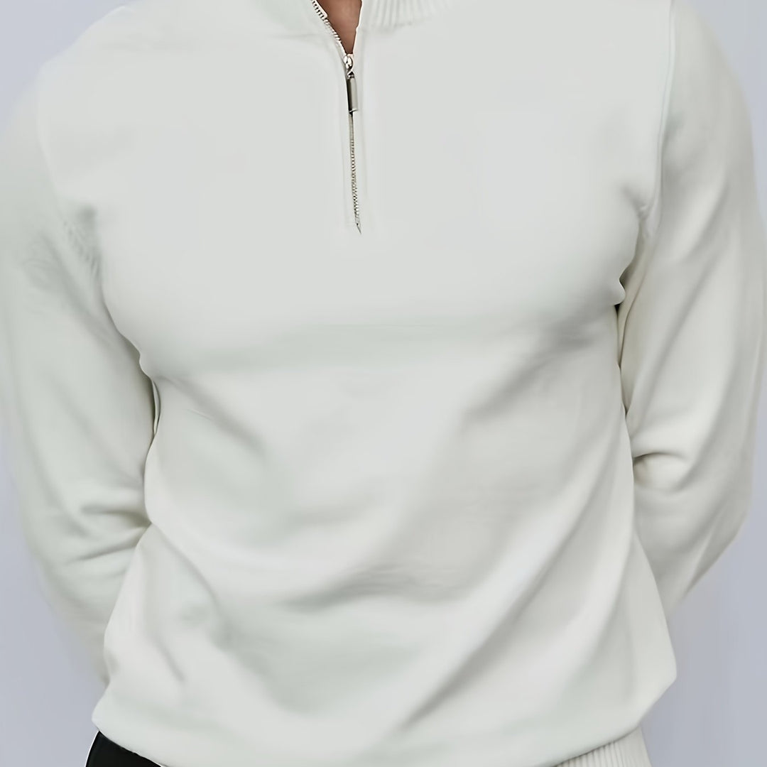 Levoire | Pull-Over Uni Avec Zip Mi-Long Et Col