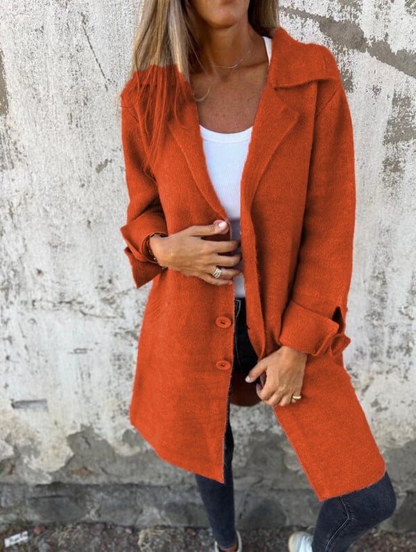 Levoire | Manteau Long Casual Élégant Avec Poches Pratiques Orange