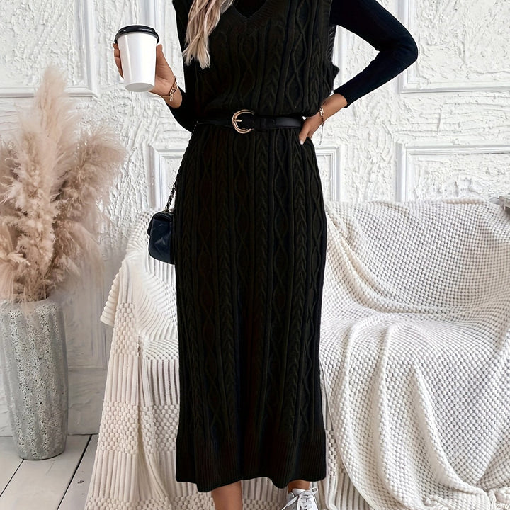 Levoire | Robe Maxi Sans Manches Rayée Avec Motif En Câble Et En Col V