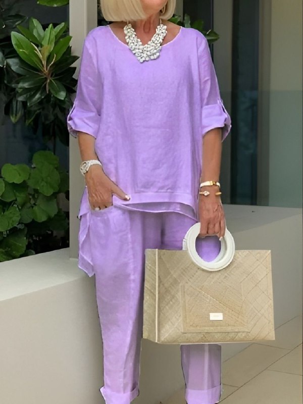 Levoire | Mode Tendance Ensemble À Demi-Manches Lilas