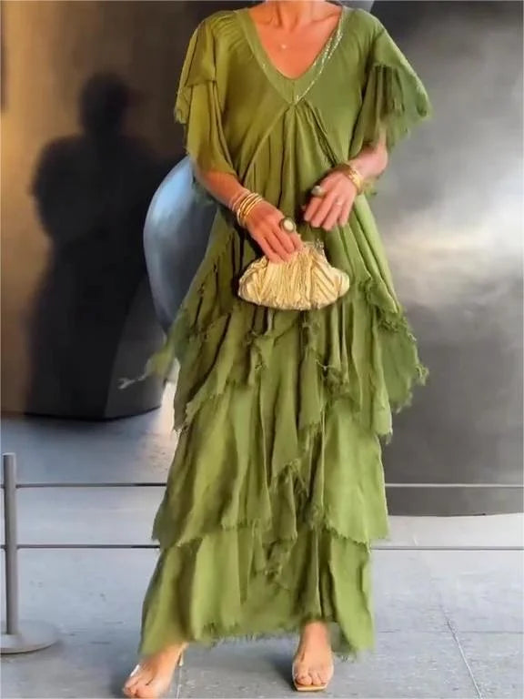 Levoire | Robe D'Été Moderne À Manches Longues Vert