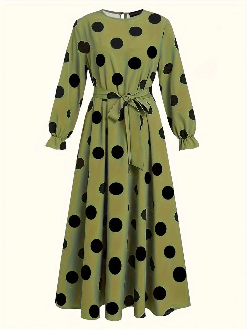 Levoire | Robe À Manches Longues À Pois Avec Col Rond