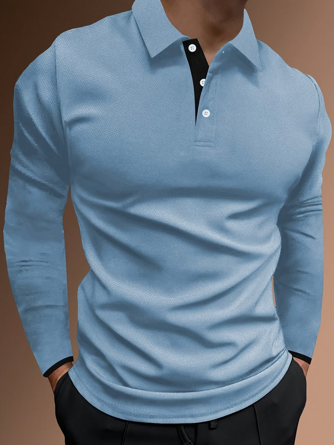 Levoire | T-Shirt À Motif Ondulé À Col Revers Et À Manches Longues