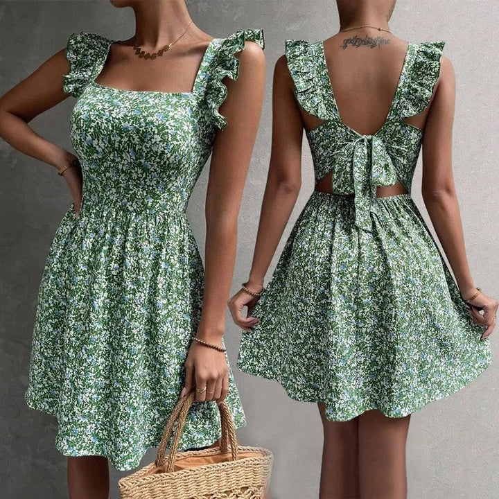 Levoire | Robe à volants sans bretelles en tissu d'été