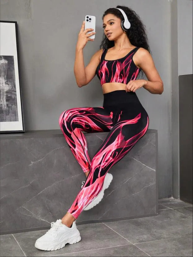 Levoire | Haut et pantalons avec soutien-gorge de sport à élastique haut avec dégradé de couleur