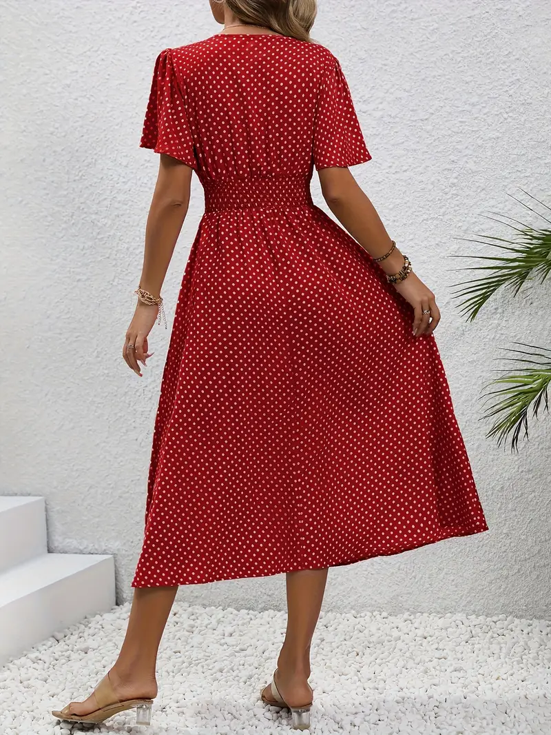 Levoire | Robe Taille Froncée Imprimée sur Toute la Surface, Robe Décontractée à Manches Courtes