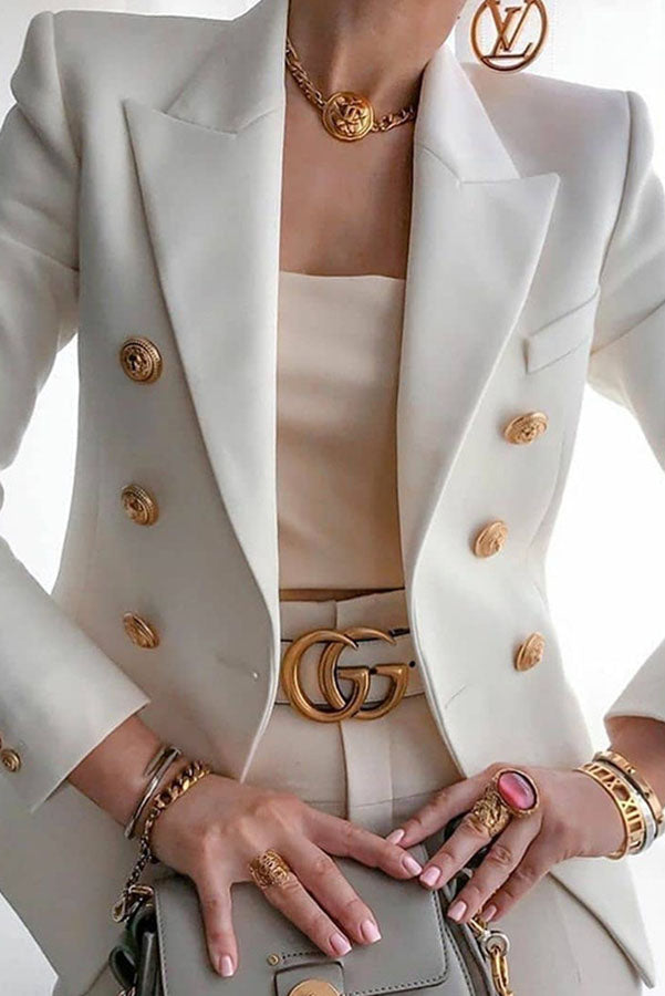 Levoire | Blazer Elegantti Kaksoisrivinen Blazer Kultaisten Napojen Kanssa