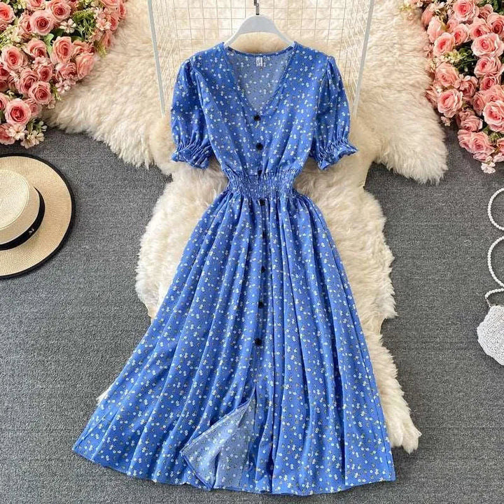 Levoire | Robe femme à manches courtes Bleu Une taille