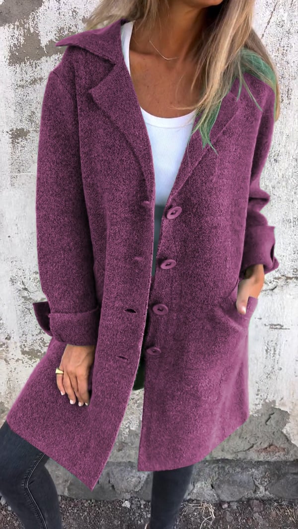 Levoire | Manteau Long Casual Élégant Avec Poches Pratiques Violet