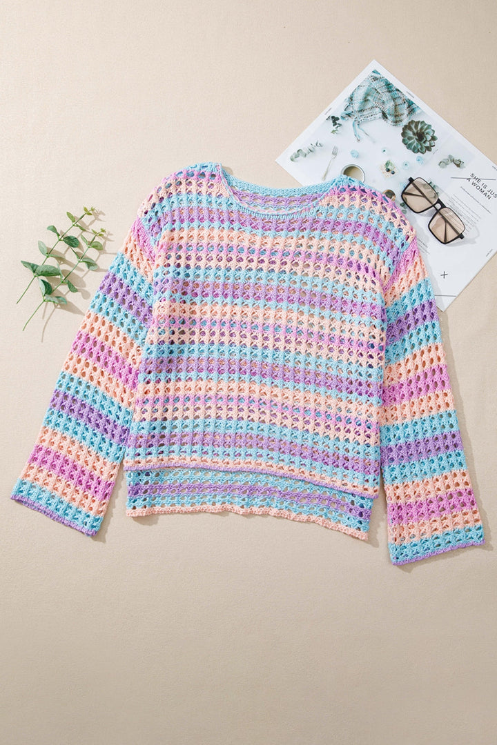 Levoire | Motif Losange Avec Fente Col Rond Rayé Couverture
