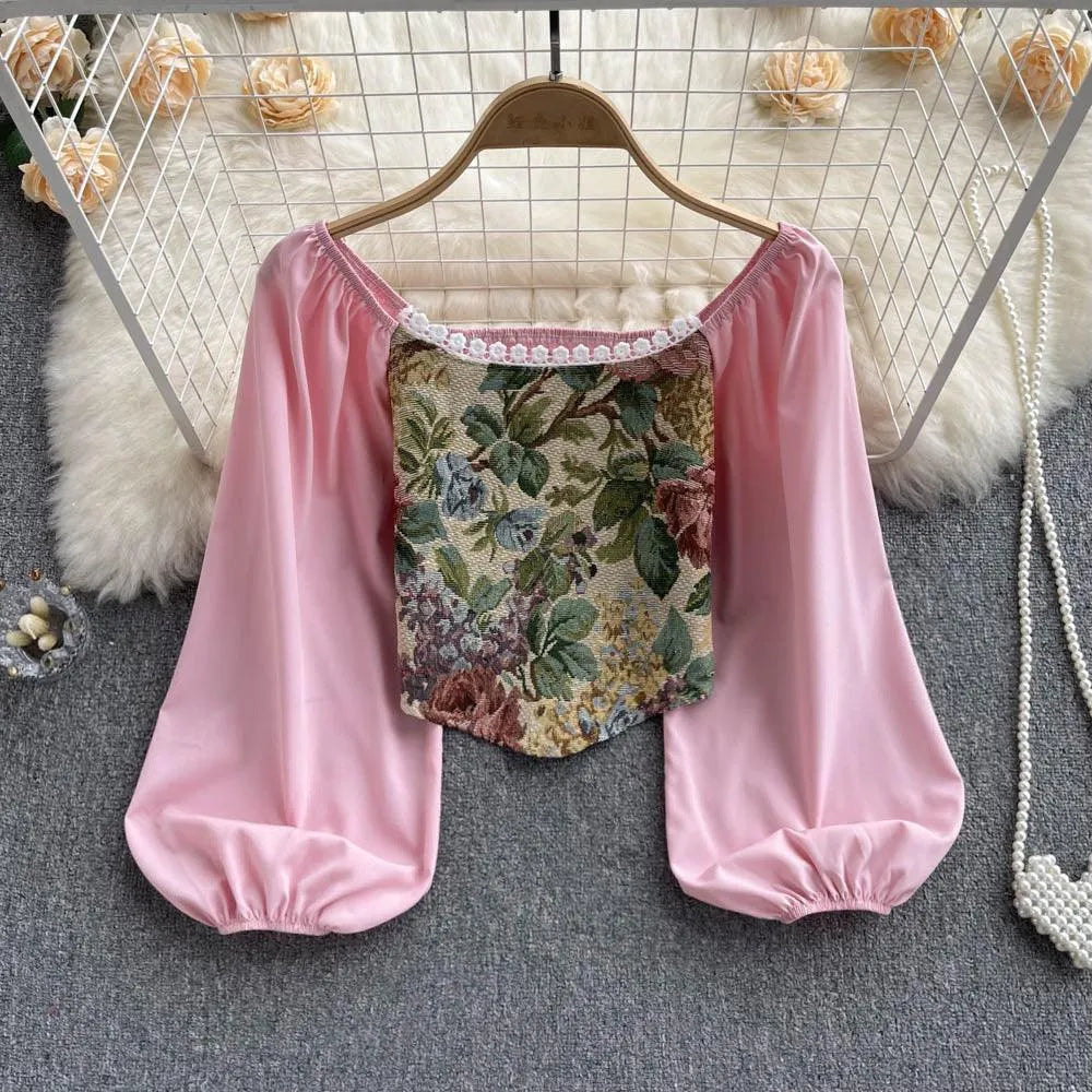 Levoire | Top coupe-palloklippa avec dentelle dans le style rétro Rosa Une taille