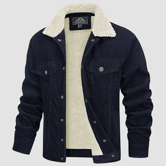 Levoire | Veste En Velours Côtelé À Manches Longues Doublée En Polaire Avec Boutons Gris d'avoine