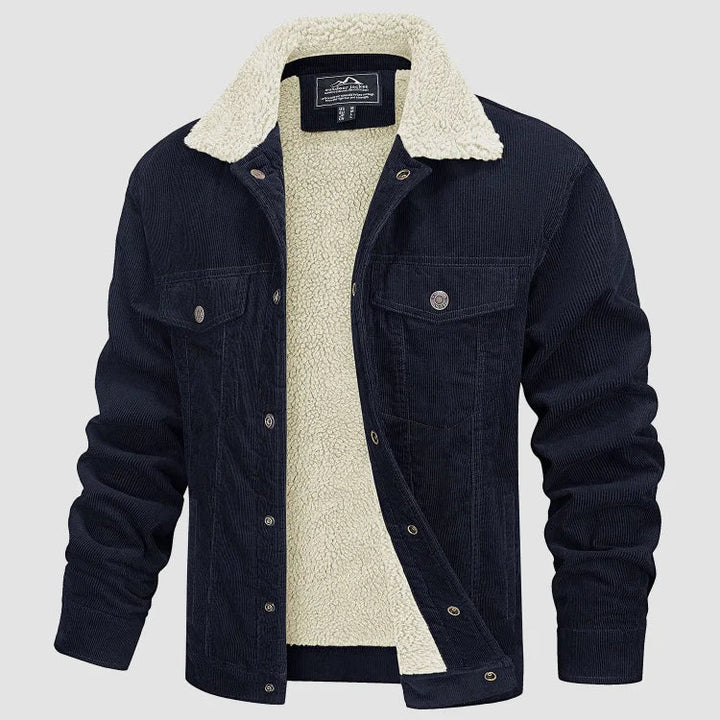Levoire | Veste En Velours Côtelé Élégante Et Confortable Pour Homme Avec Doublure En Sherpa Bleu marine