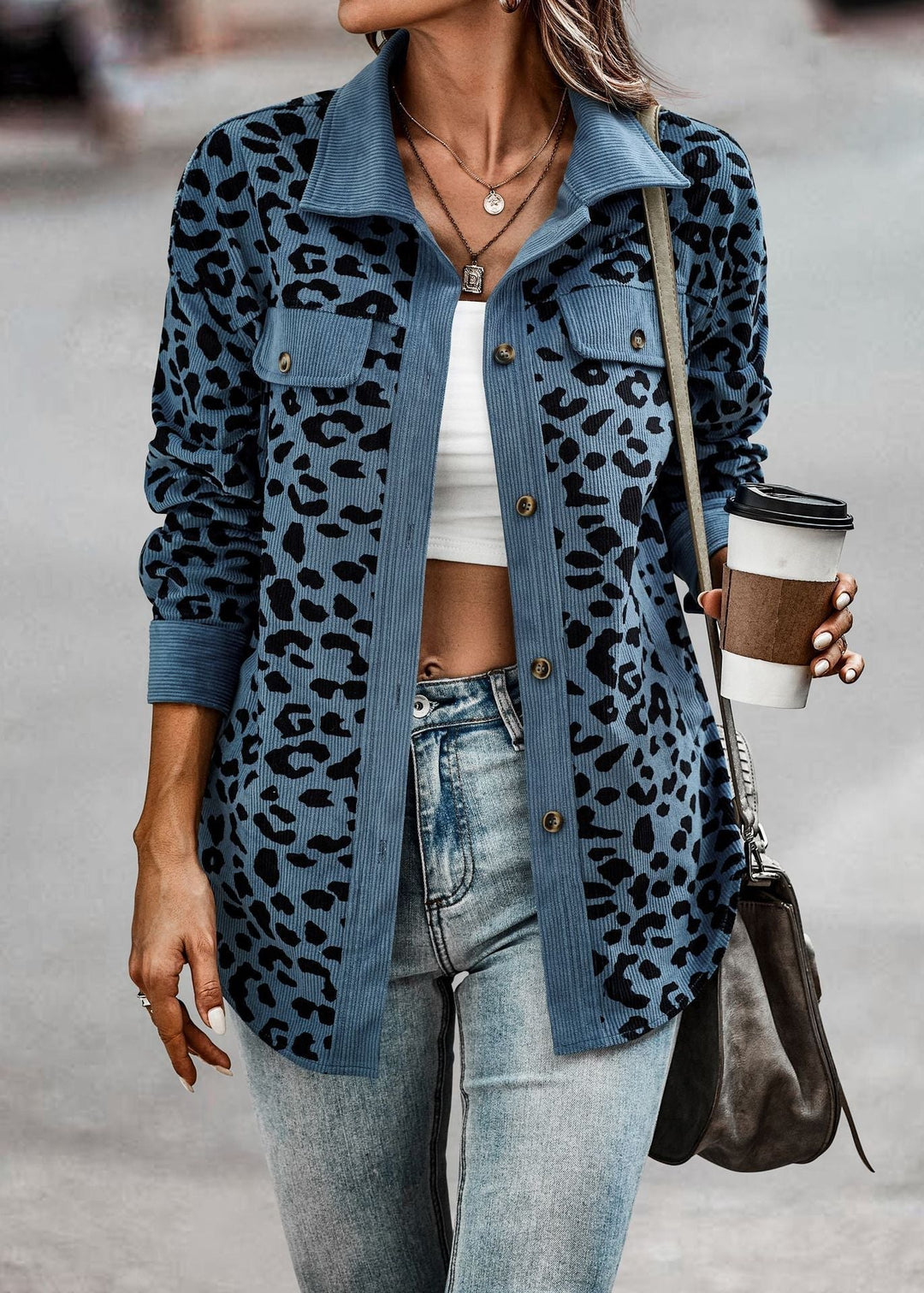 Levoire | Veste À Imprimé Léopard Pour Femme Bleu