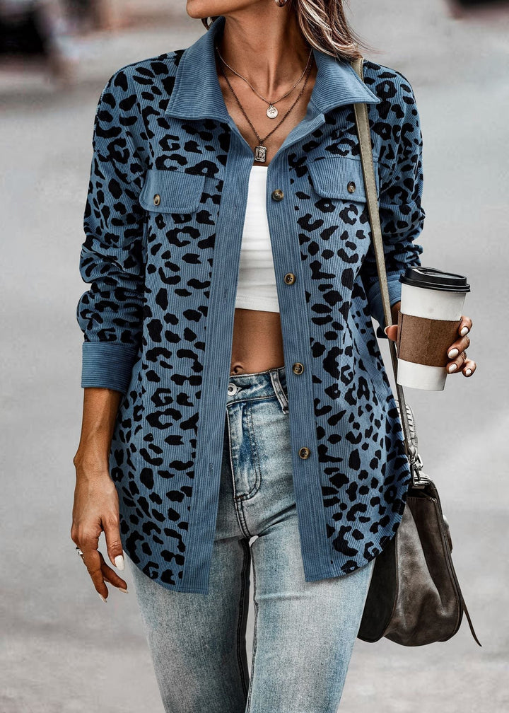 Levoire | Veste Chic Femme Avec Motif Léopard Bleu