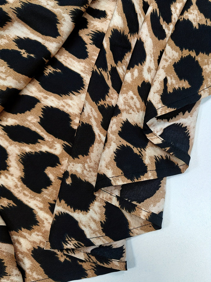 Levoire | Robe Chemise À Imprimé Léopard Décontractée À Manches Longues