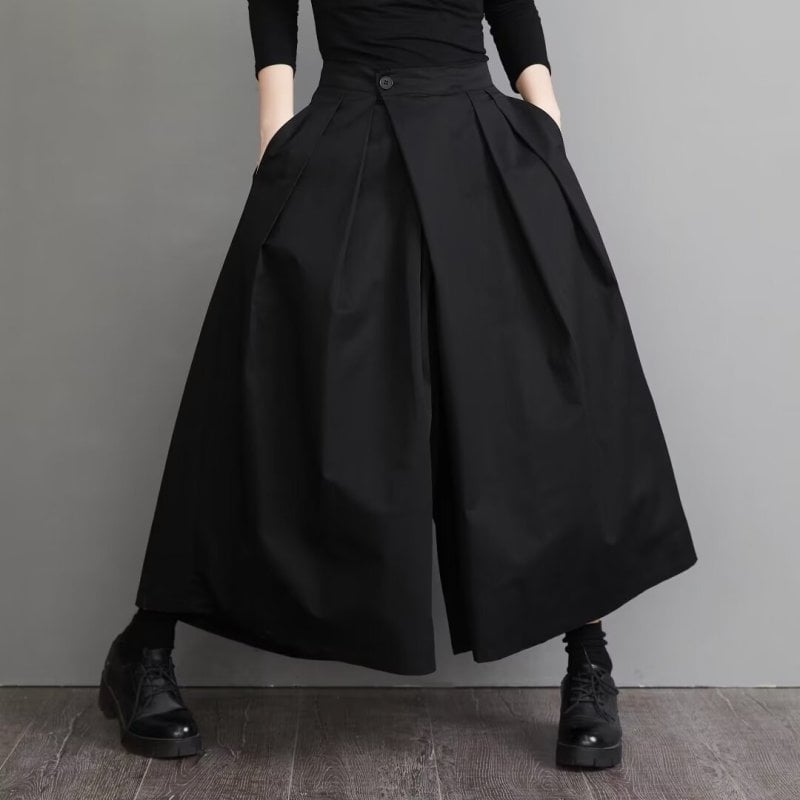 Levoire | Pantalon Taille Haute Avec Jambe Large Et Unie Noir
