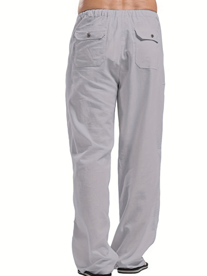 Levoire | Pantalons Pour Hommes En Mélange De Coton Et De Lin Avec Une Taille Élastique Décontractée