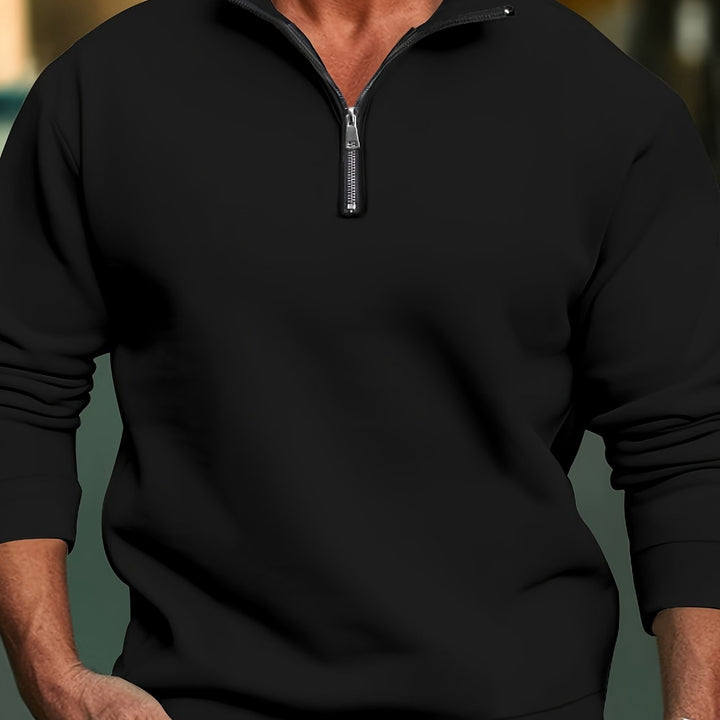 Levoire | Pull-Over En Laine Pour Hommes Légèrement Extensible Avec Col Droit Noir
