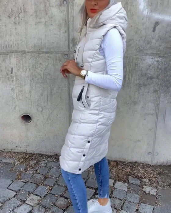 Levoire | Veste Sans Manches Décontractée Matelassée Avec Capuche Et Fermeture Éclair