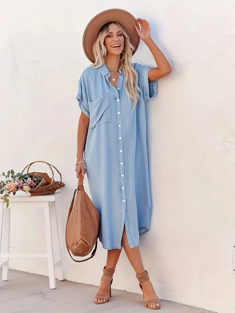 Levoire | Robe Élégante Avec Boutons Hellturquoise