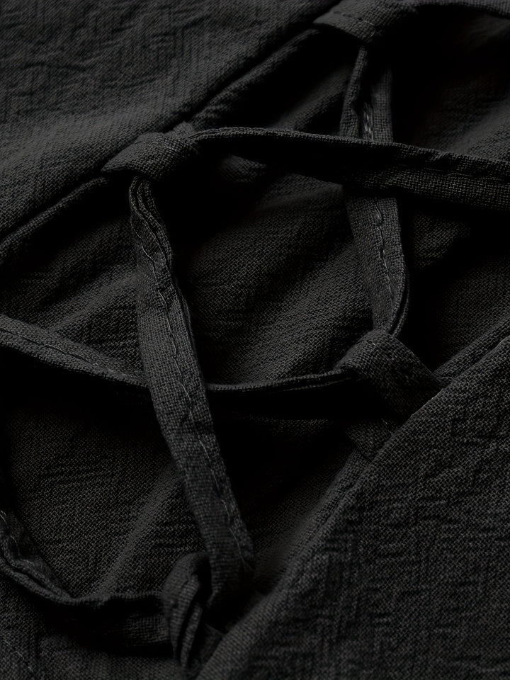 Levoire | Homme Coton Lin Mélange Bande De Publication Et Pantalon Harem