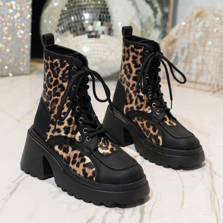 Levoire | Bottes à semelle épaisse et motifs léopard Motif Léopard Noir