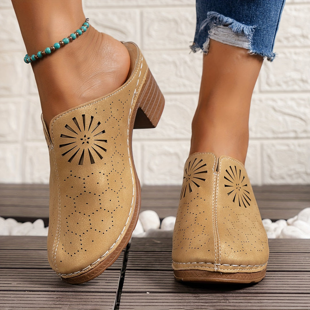 Levoire | Clogs Femme Avec Ouverture Fleurie Et Semelle Douce Khaki