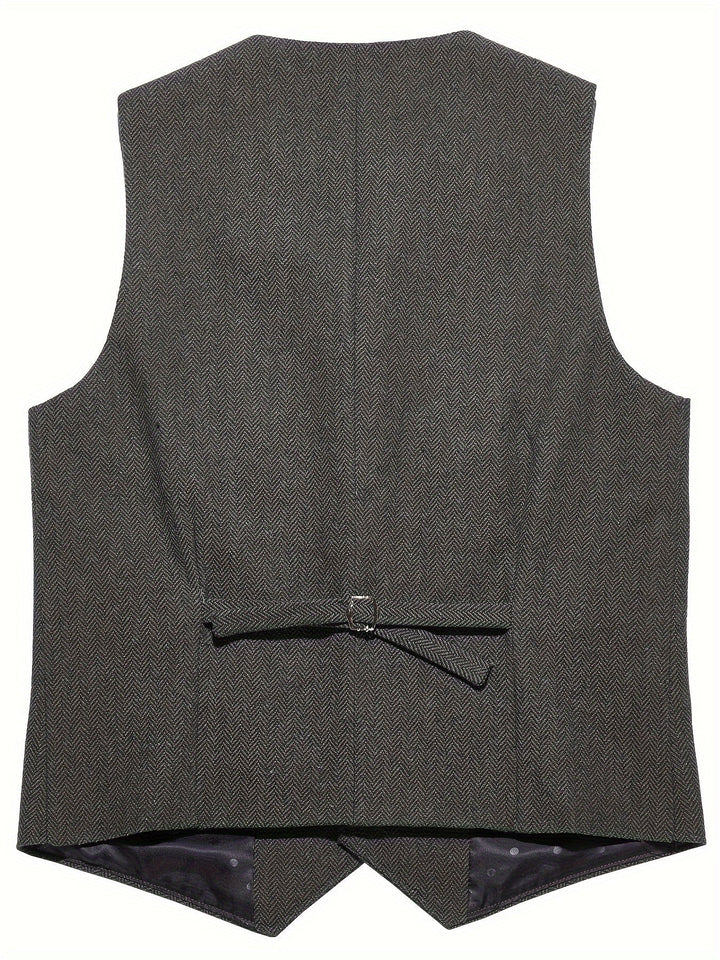 Levoire | Gilet En Tweed À Rayures De Poisson En Mélange De Laine Bordeaux Pour Homme